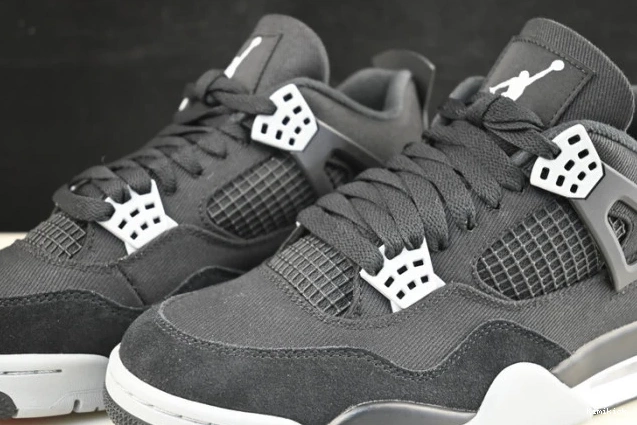 dh7138- air 4 jordan “black canvas” BestValue 1732 0602